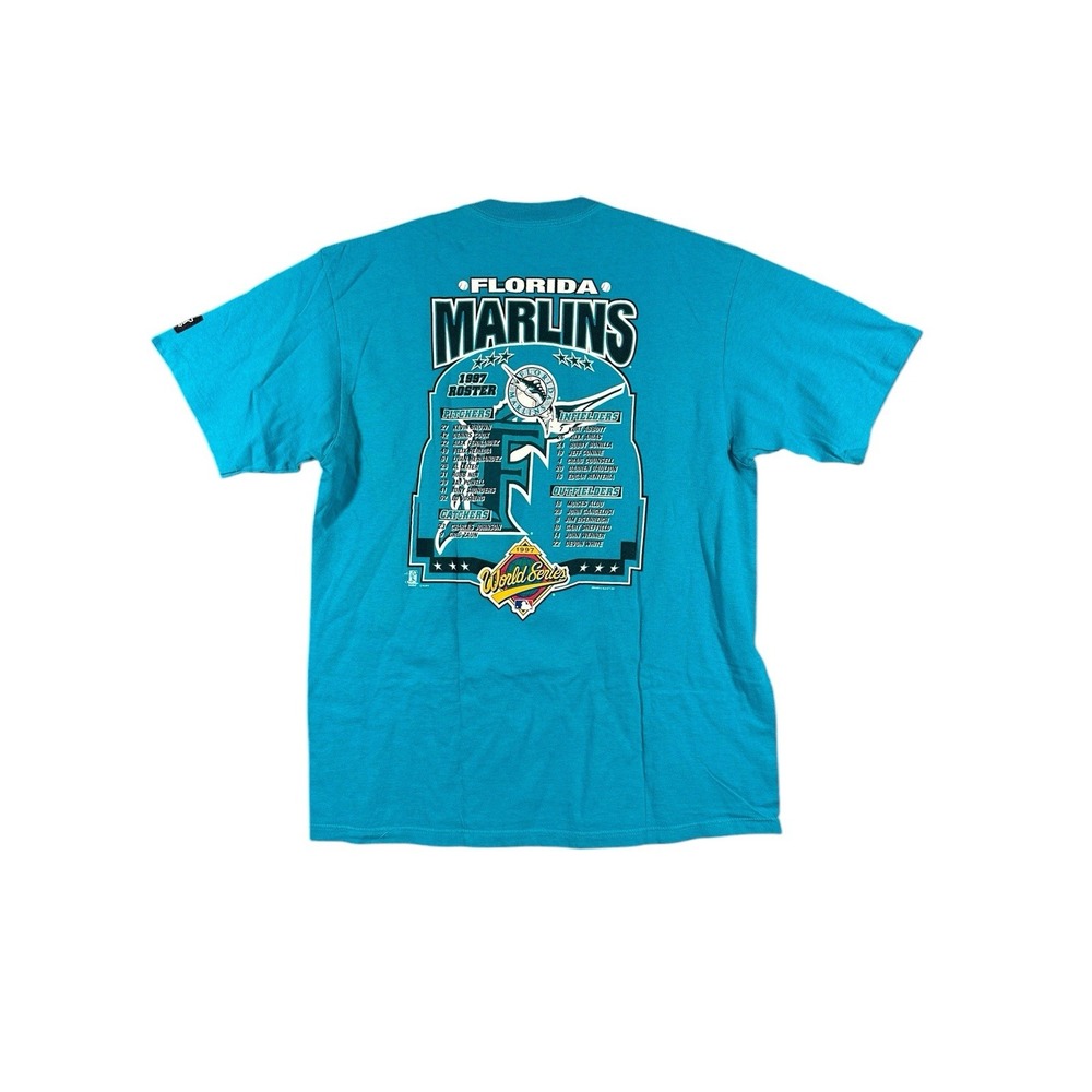 Vintage Starter MLB Florida Marlins 1997 World Series Baseball Shirt Large Auto - Picture 2 of 9